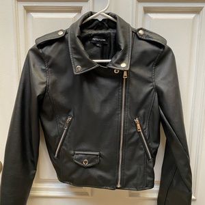 Black faux leather biker jacket